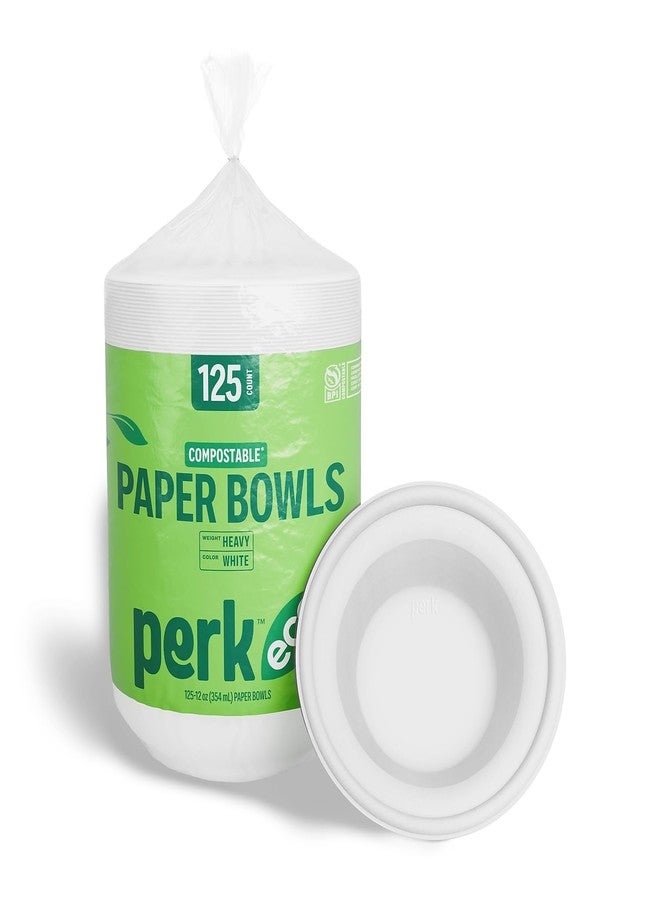 Perk Staples Compostable Paper Bowls, 12 Oz., White, 125/Pack (PK61285) - Image 1