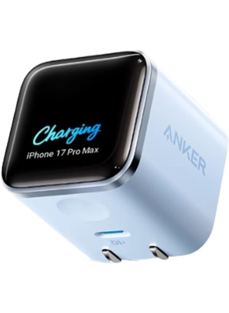 أنكر Anker Smart Display Charger,Anker Nano 45W Max GaN Fast Charging USB C Charger Block,180° Foldable Plug,Smart Recognition,Built-in Care Mode,for iPhone17/16/15(Non-Battery,One USB-C Port,No Cable)(Chinese version) -Baby Blue Baby Blue - Image 1