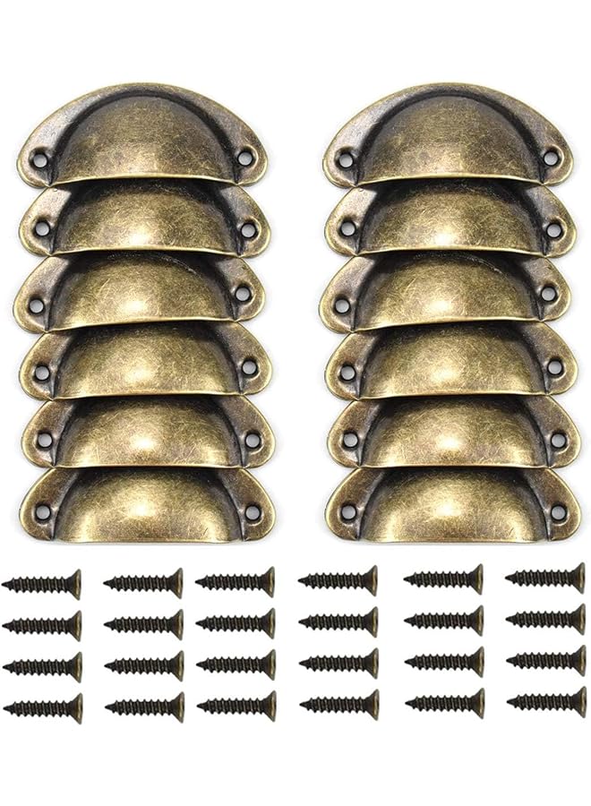 The Bros Vintage Furniture Handle, 12pcs Strong and Durable Knobs for Cabinets and Drawers for Your Shelf, Dressing Cabinets, Shell Handle Retro Vintage Furniture Door Drawer Knob with Screws Bronze - Image 1
