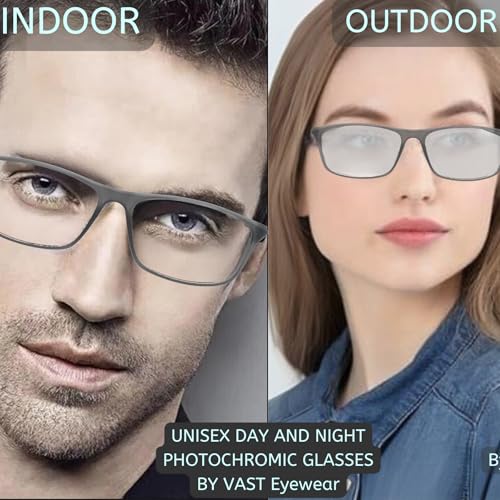 Vast® Photochromic Blue Cut Computer Glasses | Outdoor Sports Driving Sunglasses for Men Women AntiGlare Eyewear Ultra-Light Sun Glasses | CR39 Blue Cut Lens | BlackRed (SILVER BLUE) - Image 3