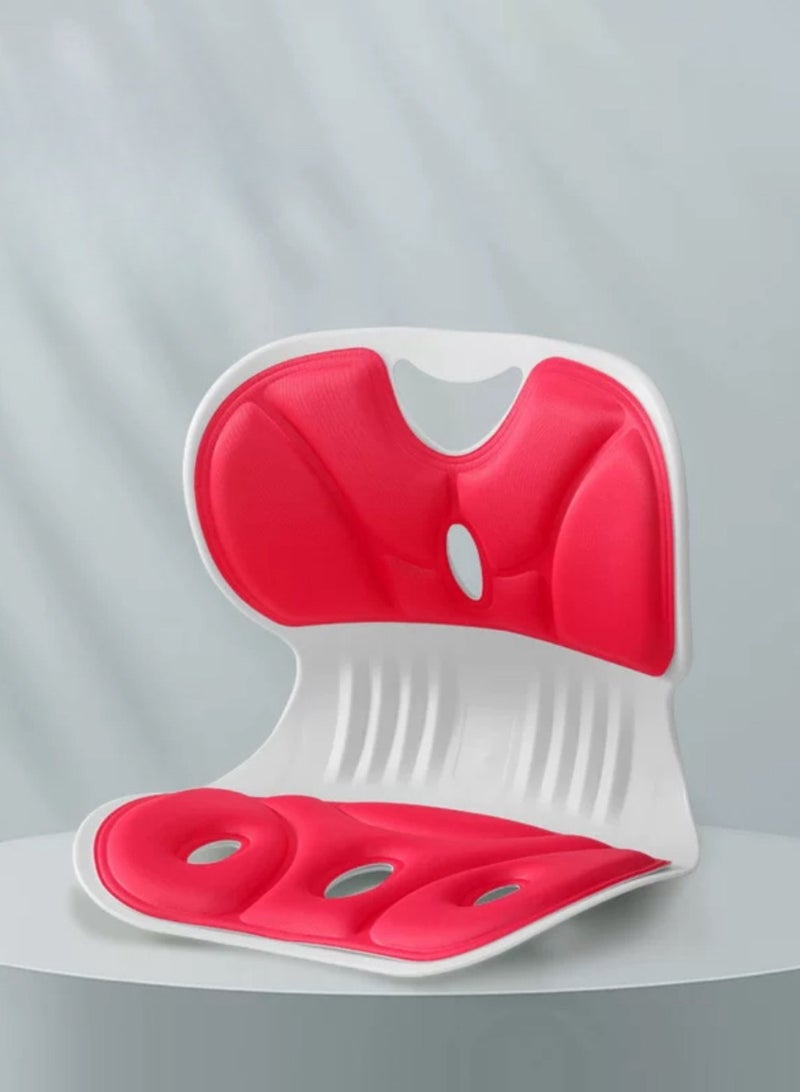 شو وو كرسي دعم أسفل الظهر - كرسي مريح لدعم الظهر وتسكين الآلام، كرسي دعم أسفل الظهر بوسادة كرسي المكتب ويمكن وضعه على السجادة، لون وردي - Image 1