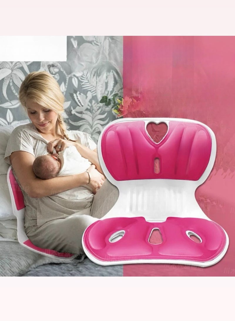 شو وو كرسي دعم أسفل الظهر - كرسي مريح لدعم الظهر وتسكين الآلام، كرسي دعم أسفل الظهر بوسادة كرسي المكتب ويمكن وضعه على السجادة، لون وردي - Image 4