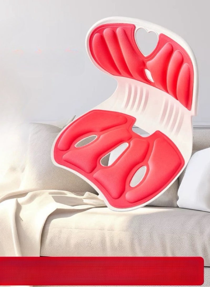 شو وو كرسي دعم أسفل الظهر - كرسي مريح لدعم الظهر وتسكين الآلام، كرسي دعم أسفل الظهر بوسادة كرسي المكتب ويمكن وضعه على السجادة، لون وردي - Image 2