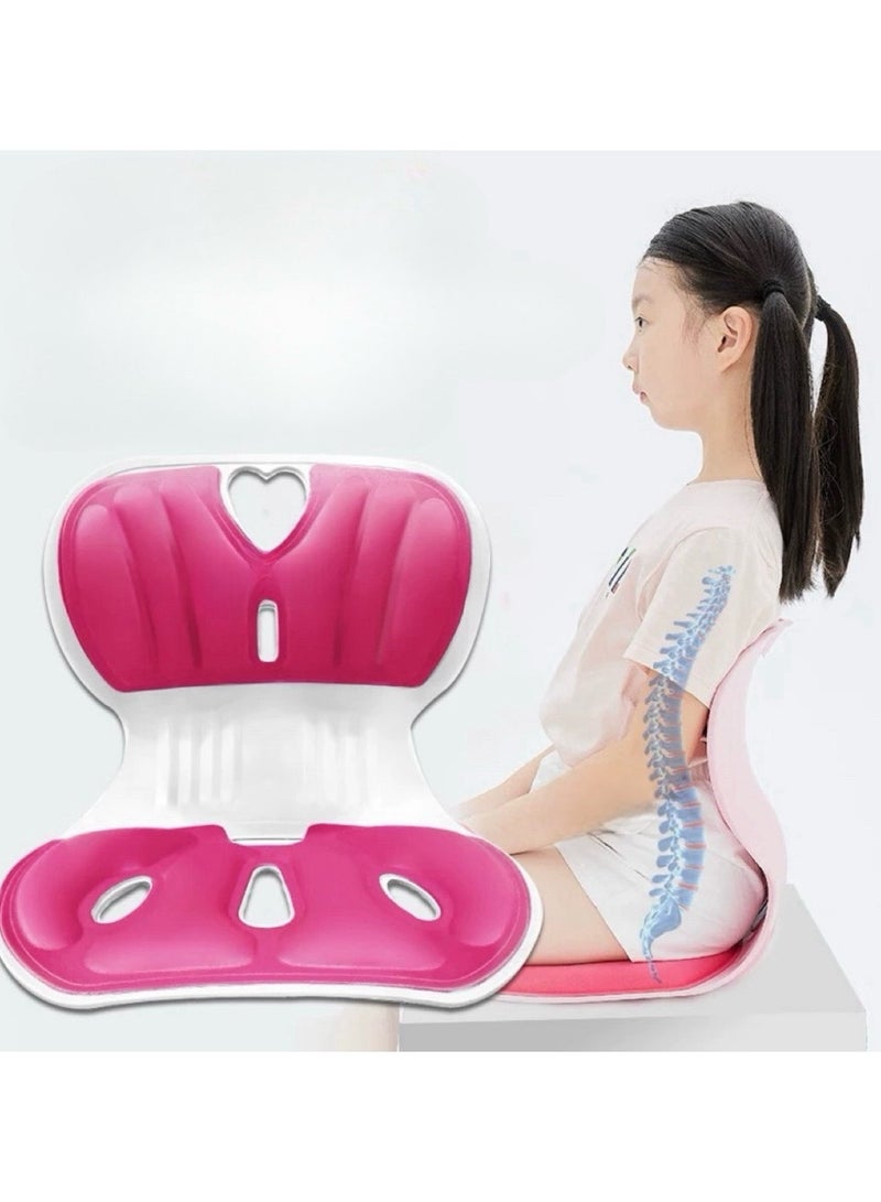 شو وو كرسي دعم أسفل الظهر - كرسي مريح لدعم الظهر وتسكين الآلام، كرسي دعم أسفل الظهر بوسادة كرسي المكتب ويمكن وضعه على السجادة، لون وردي - Image 3