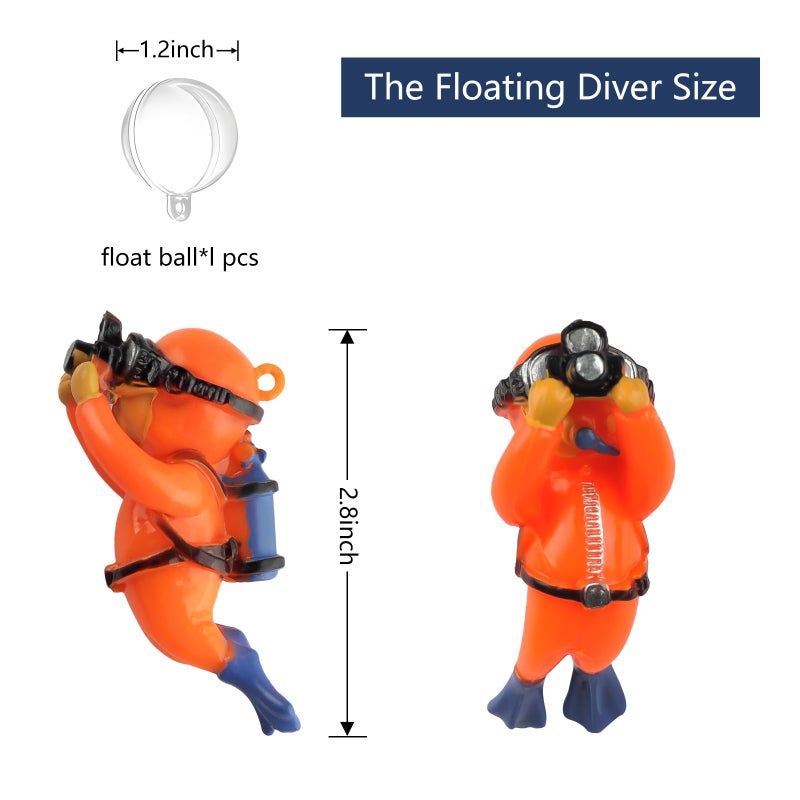 onesimcr Floating Fish Tank Decorations, Aquarium Decorations, Lovely Diver Fish Tank Decorations, Floating Device Fish Tank Accessoriesï¼ŒSuitable for All Kinds of Fish Tanks(Orange)â€¦ - Image 3
