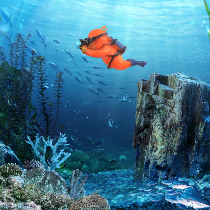 onesimcr Floating Fish Tank Decorations, Aquarium Decorations, Lovely Diver Fish Tank Decorations, Floating Device Fish Tank Accessoriesï¼ŒSuitable for All Kinds of Fish Tanks(Orange)â€¦ - Image 4