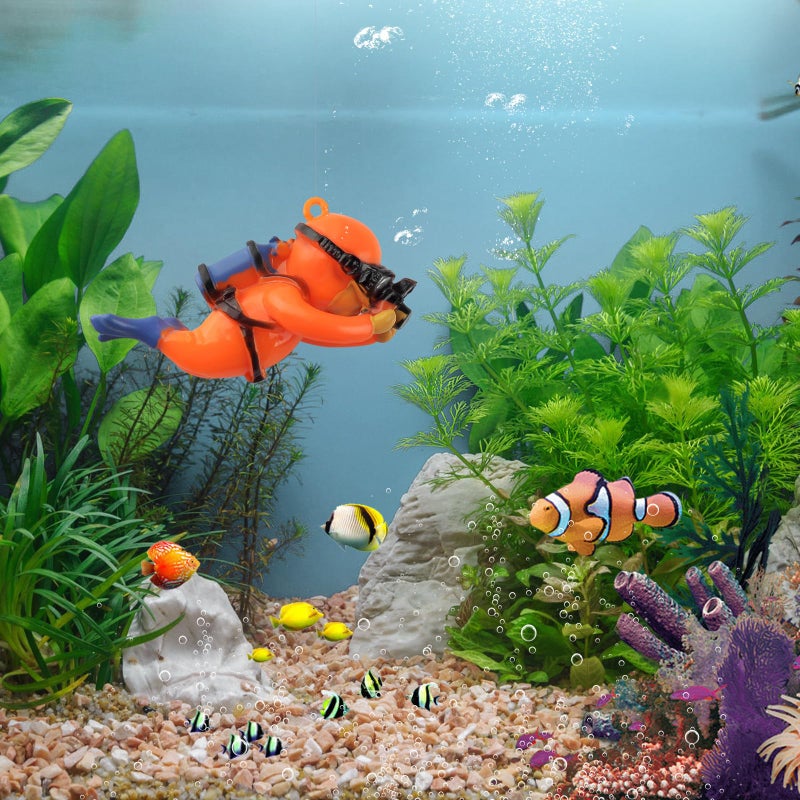 onesimcr Floating Fish Tank Decorations, Aquarium Decorations, Lovely Diver Fish Tank Decorations, Floating Device Fish Tank Accessoriesï¼ŒSuitable for All Kinds of Fish Tanks(Orange)â€¦ - Image 5