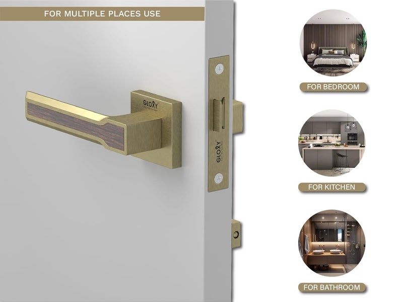 GLOXY Brass Mortise Latch Door for Bathroom Main Door Lock Balcony Store Room Without Key Pull Handle Set with Brass Baby Latch for Hotel Antique Finish 2 Years Warranty Pack of 1 - Image 3
