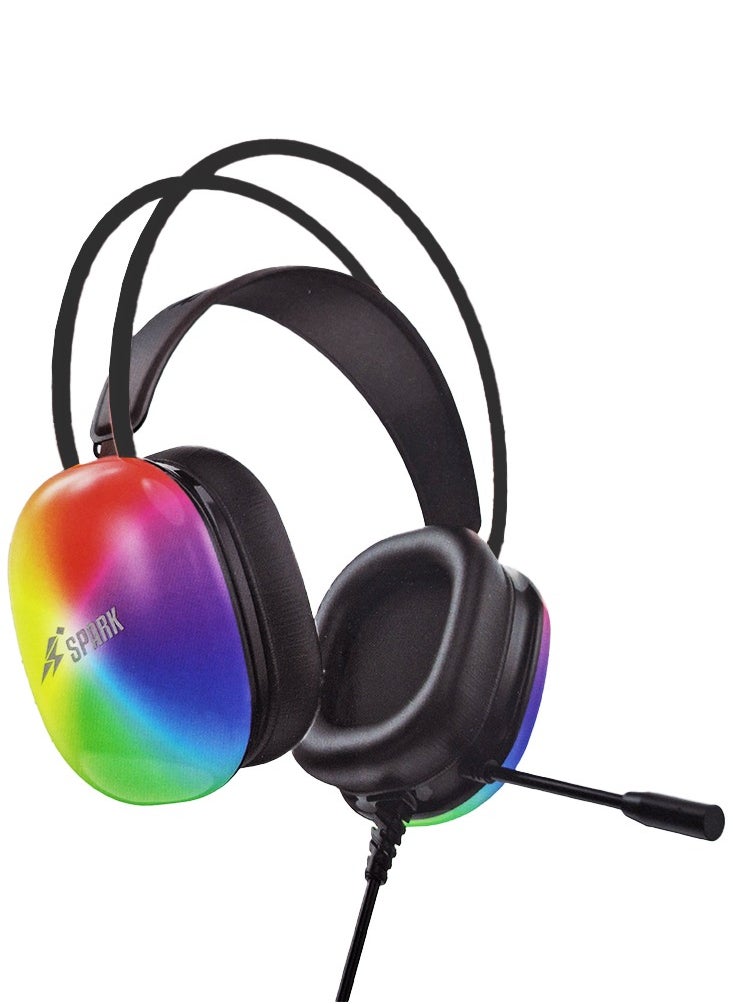 Spark - Gaming Headset , Comfortable RGB Caps Headset H101 , With USB and 7.1 Audio Cable , Noise Cancelling MIC , Surround Sound 360 Audio Directional Pinpoint , 110dB High Sensitivity , Captures Sound Source at all Distance , Compatible With PS/4 , PS/5 , XBOX , Switch - Black - Image 1