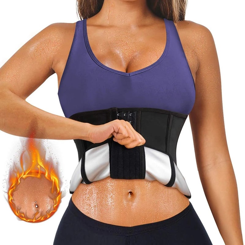 Bluejw Women's Waist Trainer Sauna Belt - Waist Trimmer Tensioner for Shaping & Slimming, Silvery - Image 2