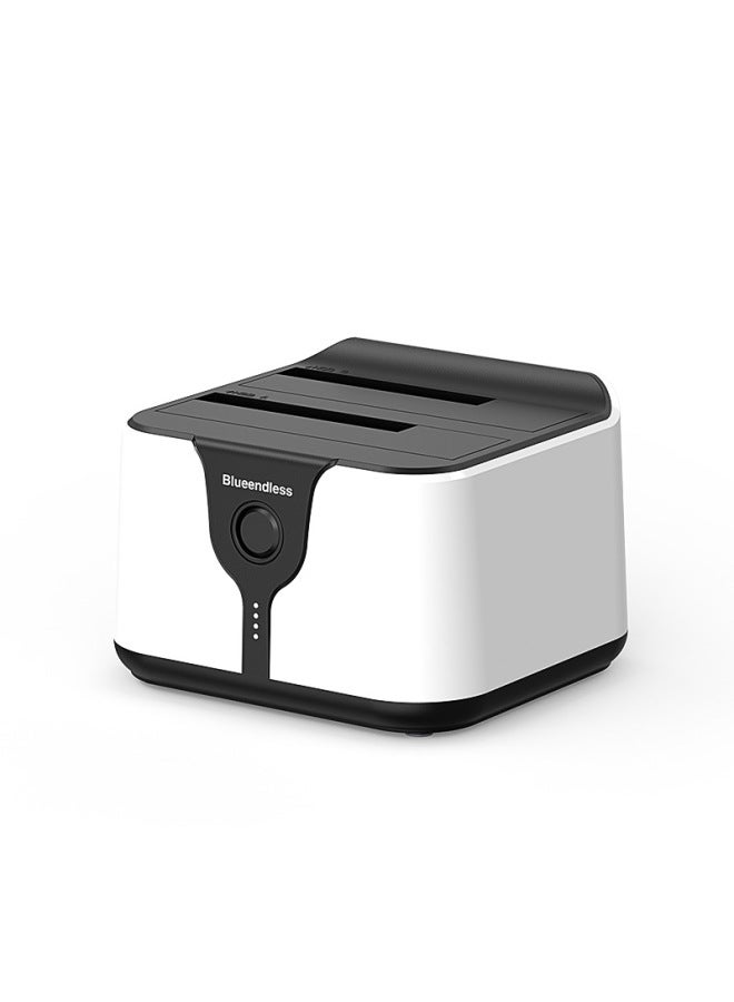 2.53.5 Inch Hard Disk Holder Dual Disk Position Usb3.0 Offline Copy Machine Sata Desktop Solid State Mechanical Hard Disk Box-Colour:Plastic White Us Standard Power Supply - Image 5