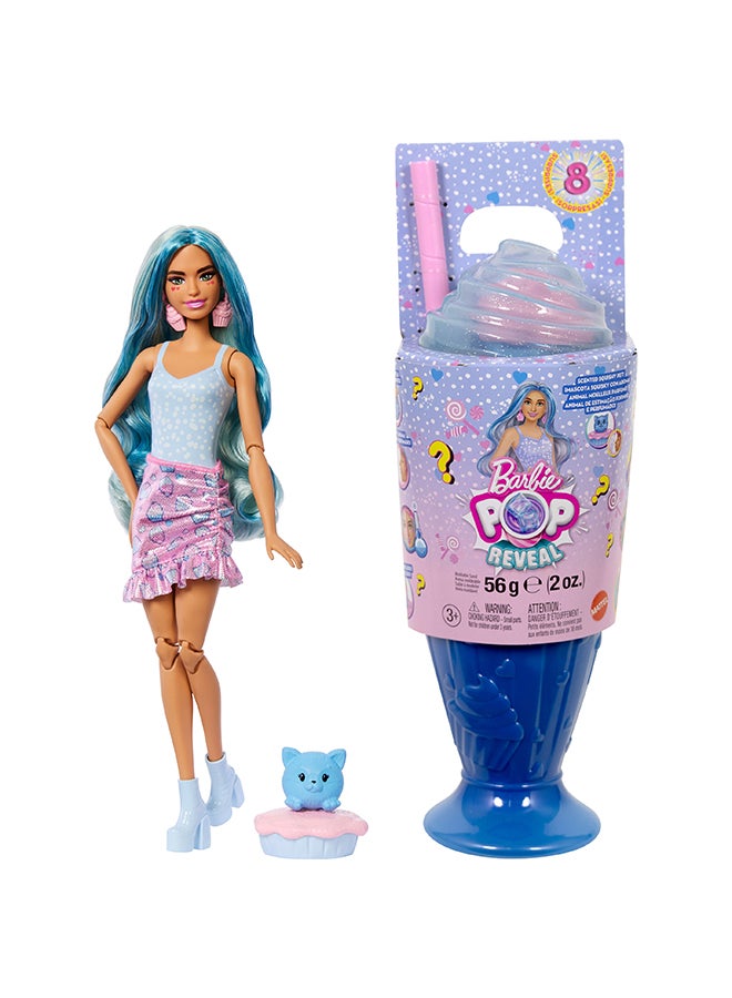Barbie Pop Reveal Series Fashion Doll & Accessories Set, Treat Series, Cool Cupcake Theme With Pet, 8 Surprises Include Color Change - Image 1