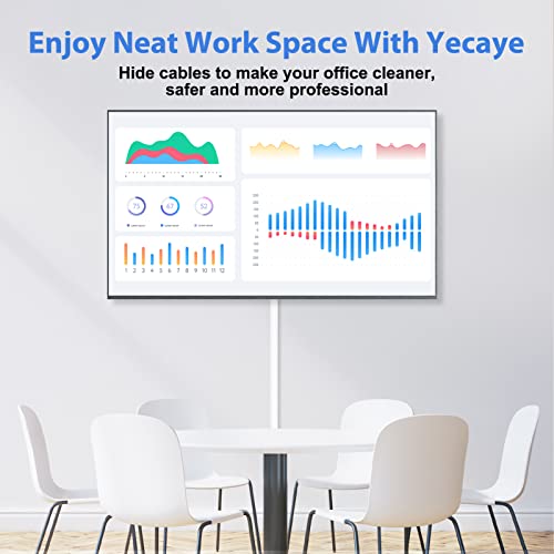 Yecaye One-Cord Channel Cable Concealer - CMC-03 Mini Cover Cable Management System - 125" Raceway Kit Hide a Single Power Cord, Ethernet Cable, Speaker Wire - 8X L15.6in, W0.59in H0.39in, White - Image 3