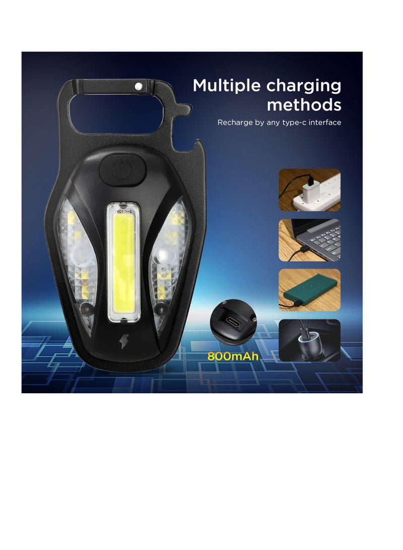 Excefore COB Work Light, Portable Waterproof Small Led Keychain Flashlights, Rechargeable Cob Keychain Light, Collapsible Bracket and Strong Magnet, Perfect for Night Running, Camping - Image 2