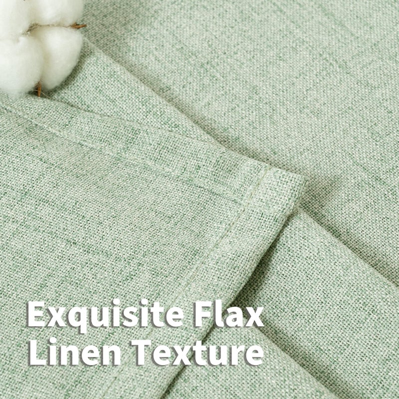 YoungsTex Light Sage Green Linen Curtains 84 Inches Long for Living Room, Spring Boho Semi Sheer Drapes with Bronze Grommet Light Filtering for Bedroom Window, 52 X 84 Inch, 2 Panels - Image 4