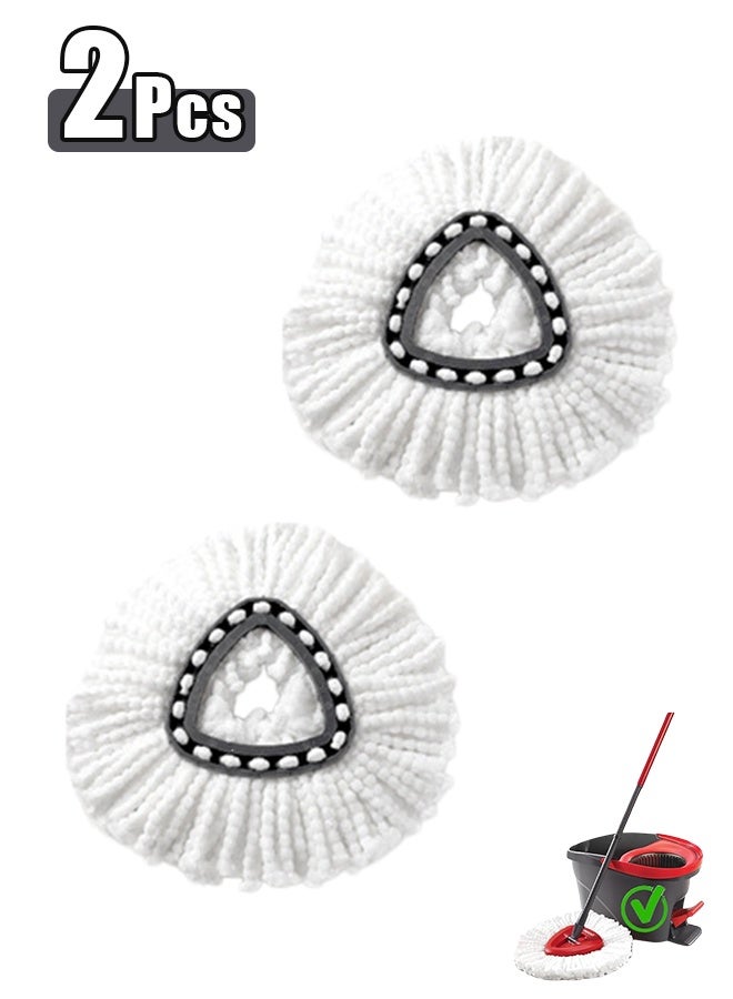 2 pcs Spin Mop Head Replacement, Mop Replace Head Compatible with Vileda, Microfiber Spin Mop Refills, Mop Easy Cleaning Spinning Head for Floor Cleaning (White, 2)