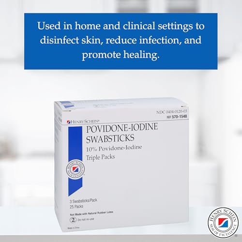 Henry Schein Prep Povidone-Iodine Swabsticks 3's, Individually Packed, Sterile, Antiseptic for Skin Preparation, 10% Povidone-Iodine- 25/BX - Image 2