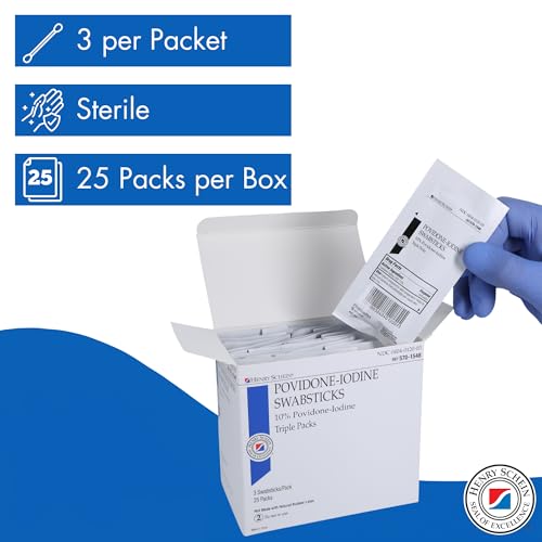 Henry Schein Prep Povidone-Iodine Swabsticks 3's, Individually Packed, Sterile, Antiseptic for Skin Preparation, 10% Povidone-Iodine- 25/BX - Image 4