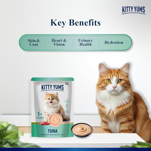 Kitty Yums Adult Cat Wet Mousse 80g | Tuna | Rich in Protein | Promotes Hydration & Easy to Digest | Grain Free | No Artificial Flavours | Packed with Essential Vitamins & Antioxidants - Image 4