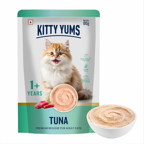 Kitty Yums Adult Cat Wet Mousse 80g | Tuna | Rich in Protein | Promotes Hydration & Easy to Digest | Grain Free | No Artificial Flavours | Packed with Essential Vitamins & Antioxidants - Image 1