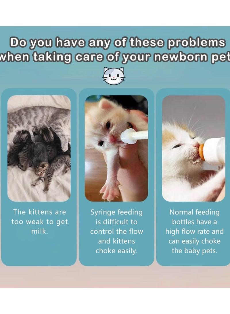 Newborn Kitten Puppy Feeding Bottles for Nursing,  Kitten Bottles for Nursing, Puppy Milk Bottles with Anti-chocking Design, Professional Feeding Nipple Bottle for Small Animals (Blue 20ML) - Image 2
