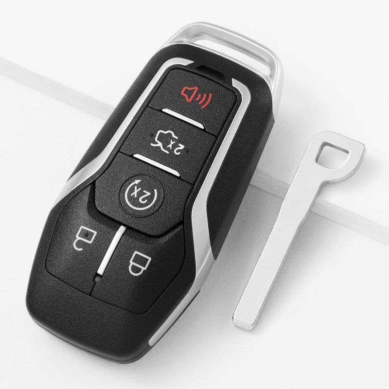Key Fob Shell Case Replacement Fits for Ford Mustang Fusion Edge Explorer F150 F250 F350 Lincoln MKZ MKC 2013 2014 2015 2016 2017 5 Buttons Pad Cover Keyless Entry Remote Control M3NA2C31243800