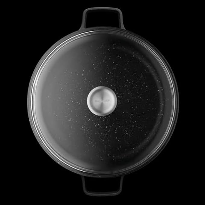 Berghoff Gem Aluminium Sautepan With Lid  2 Handle Suitable For All Hobs Including Induction BlackClear 28Centimeter 46 Ltr - Image 5