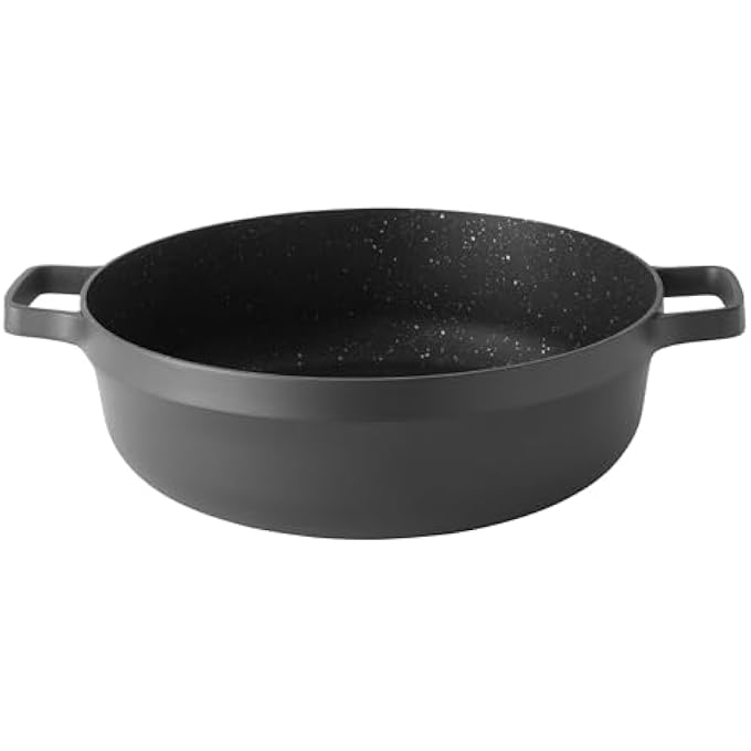 Berghoff Gem Aluminium Sautepan With Lid  2 Handle Suitable For All Hobs Including Induction BlackClear 28Centimeter 46 Ltr - Image 3