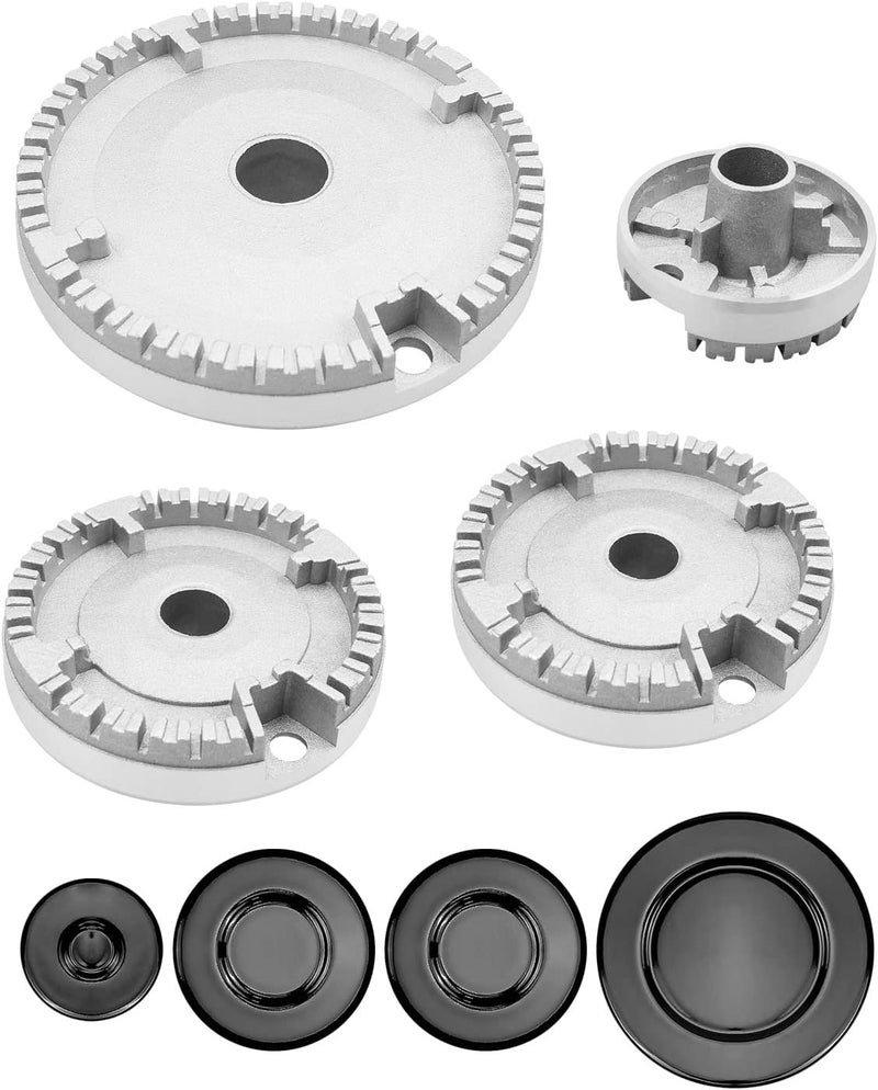 Vaticas Cooker Hat Set, Upgraded Gas Stove Burner Caps, Crown Flame Cap Replacement Kit Fits Part Gas Stove Burners Head, Gas Burner Flame Cap Fits Most Stove Handles Lid Kit, 4 Pack - Image 1