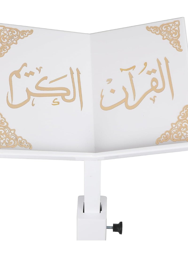 سندس حامل القرآن الكريم  تركي مزخرف بنقوش أكرليك ذهبية قابل ارتفاع 110 سم ابيض  - Image 3