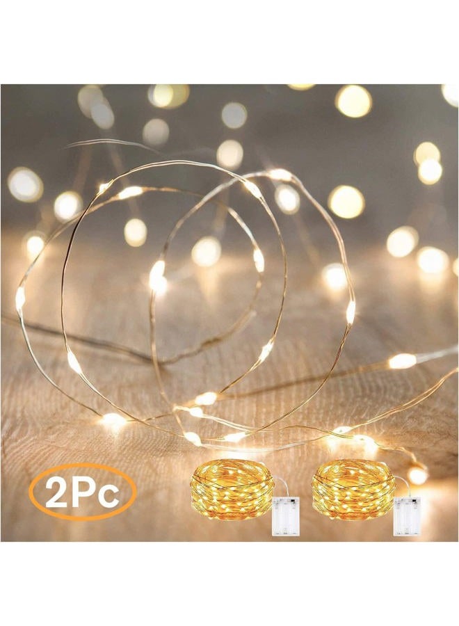 ANJAYLIA Fairy Lights, 10ft 30 LED Mini String Lights Battery Operated Firefly Starry Lights for Wedding, Bedroom, Party, Christmas, Warm White 2 Pack - Image 1