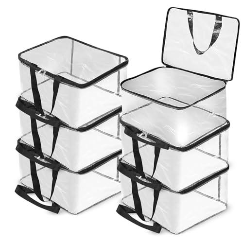 LAXIS® Pack of 6 Transparent Storage Bag for Saree Covers, Clothes, Lehenga, Blankets, Bedsheets, Toys, Docs| Wardrobe Organizer| Clear Storage Box Bag - Plastic, 40x32 Cm - Image 1