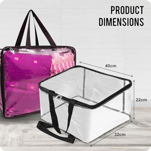 LAXIS® Pack of 6 Transparent Storage Bag for Saree Covers, Clothes, Lehenga, Blankets, Bedsheets, Toys, Docs| Wardrobe Organizer| Clear Storage Box Bag - Plastic, 40x32 Cm - Image 5
