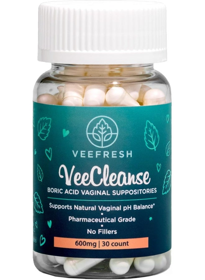 VeeFresh Boric Acid Vaginal Suppositories VeeCleanse - Image 1