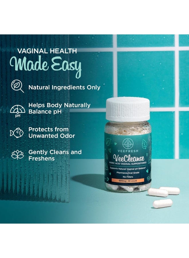 VeeFresh Boric Acid Vaginal Suppositories VeeCleanse - Image 3