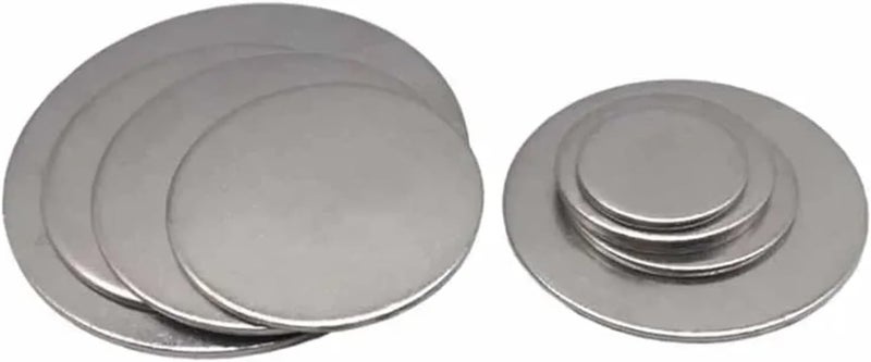 Stainless Steel Circular Plates Metals Round Shee 1/2/3/5/10Pcs 304 Stainless Steel Round Sheet Circular Plate 6mm-80mm Thick 1/1.1/1.3/1.8/2.7mm(1mm*15mm 10pcs) - Image 3