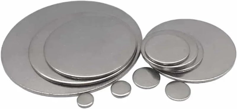 Stainless Steel Circular Plates Metals Round Shee 1/2/3/5/10Pcs 304 Stainless Steel Round Sheet Circular Plate 6mm-80mm Thick 1/1.1/1.3/1.8/2.7mm(1mm*15mm 10pcs) - Image 2
