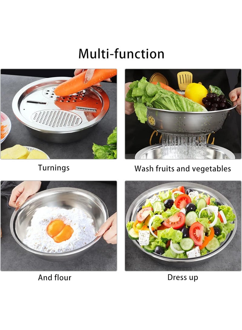 بلومنغ تايم مجموعة مبشرة مطبخ متعددة الوظائف من الفولاذ المقاوم للصدأ مكونة من 3 قطع، يمكنها غسل الخضروات وتصفيتها، ويمكن بشرها وتقطيعها - Image 2