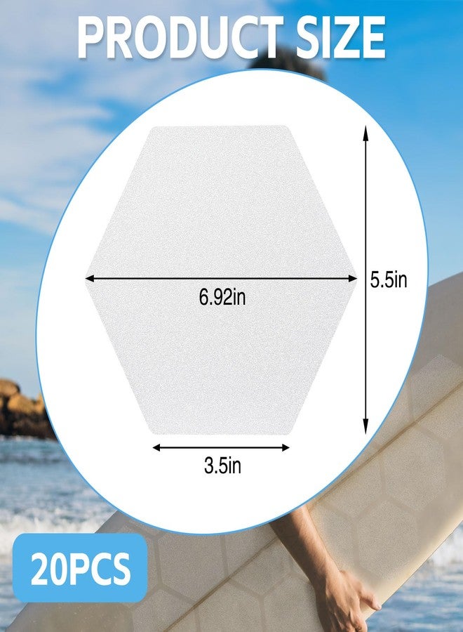 TRINKA Surfboard Clear Deck Grip Pad - Waxless Hexagon Traction Surfpad DIY Accessories (Set of 20) - Image 2