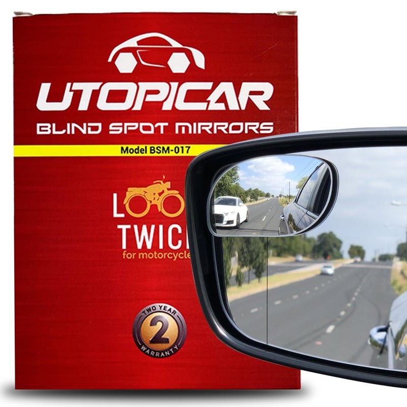 Utopicar Blind Spot Convex Car Mirror - Rearview Accessories for Car Interior - Automotive Blindspot Mirrors for Larger Image and Improved Traffic Safety (2-Pack) - Image 1