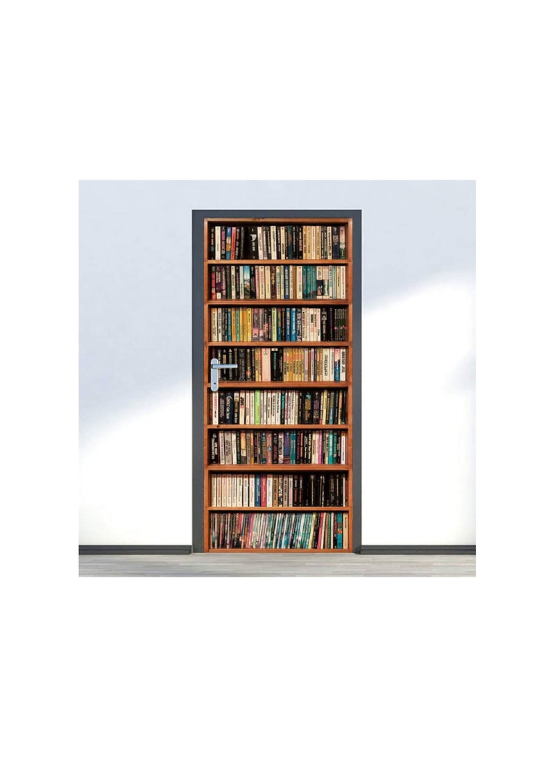 GGOOT Creative 3D Door Sticker Bookshelf Bookcase Wallpaper Self Adhesive Wall Mural DIY Waterproof Poster Bedroom Decor - Image 2