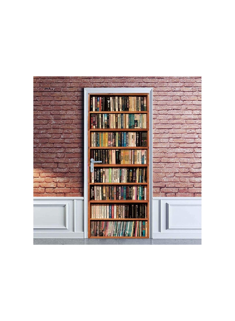 GGOOT Creative 3D Door Sticker Bookshelf Bookcase Wallpaper Self Adhesive Wall Mural DIY Waterproof Poster Bedroom Decor - Image 4