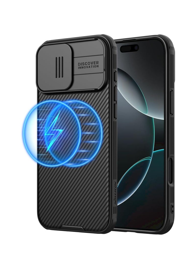 Generic - Magsafe Phone Case for iPhone 16 Pro Max Design with Sliding Camera Cover, Thin & Slip & Drop Resistant Protection 16 Pro Max Privacy Case, Shockproof Magnetic Phone Case for iPhone 16 Pro Max (6.9 inches)Black - Image 1