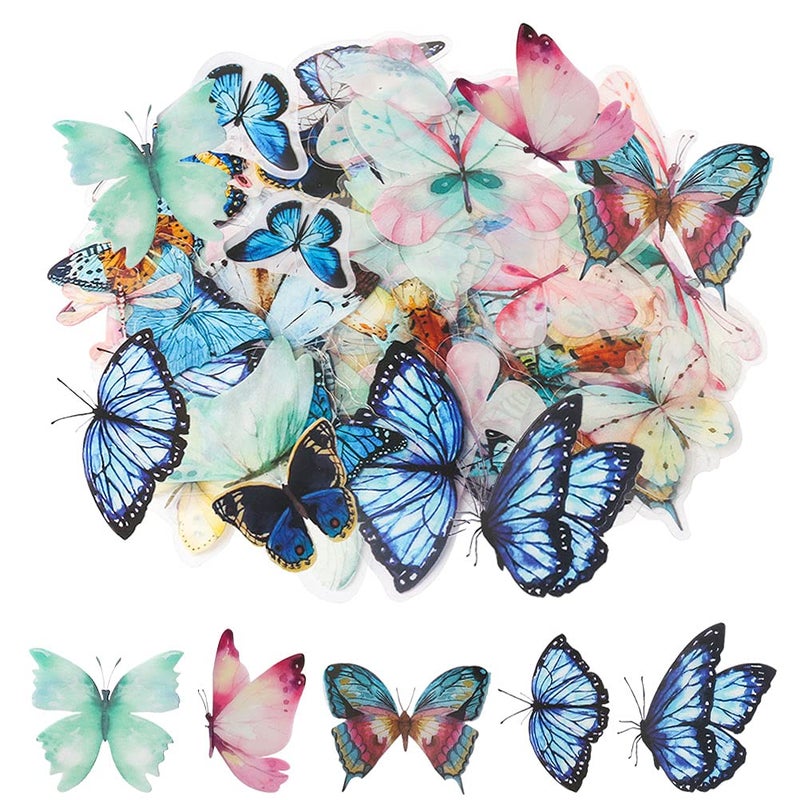 nuoshen 80Pcs Butterfly Stickers 40 Styles Multicolor Crafts Butterflies Sticker for Decorating Cup Scrapbook Notebook Card Letters Wall Window