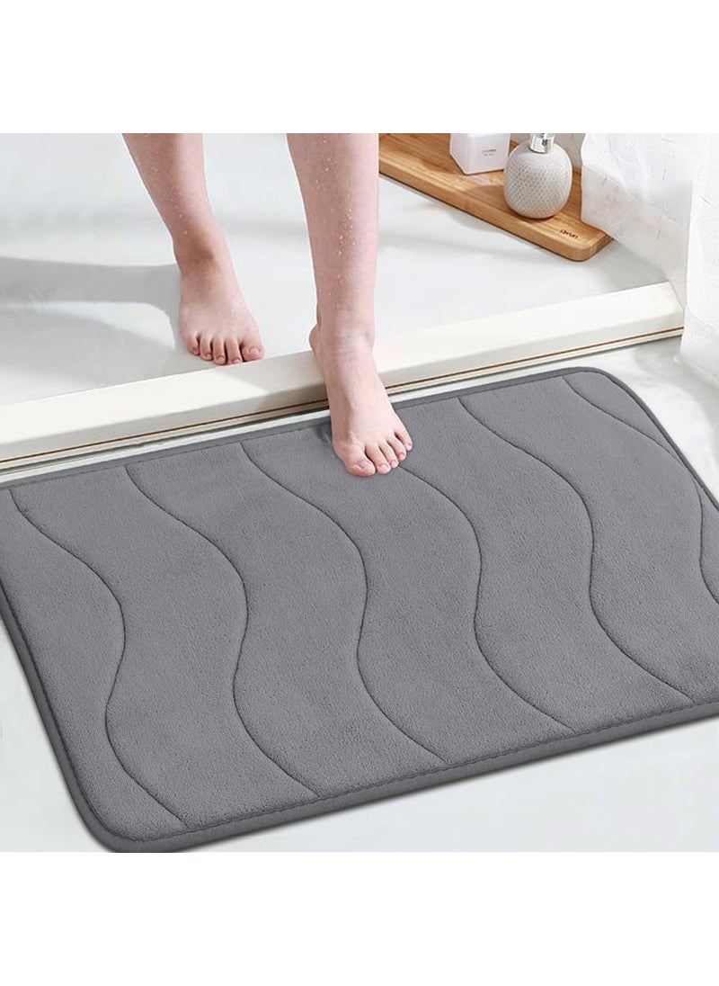 Flamingo P Flamingo P Memory Foam Bath Mat for Bathroom Non Slip Quick Dry Super Water Absorbent Shower Rug24x17Grey 