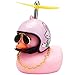 wonuu Pink Duck Car Dashboard Decorations Rubber Duck Car Ornaments Cool Duck with Propeller Helmet Sunglasses Gold Chain - Image 4