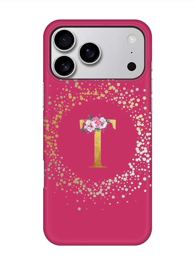 Stylizedd For iPhone 17 Pro Max,Case, [Compatible with MagSafe] Magnetic cover Slim fit Protection Matte, - Custom Monogram Floral - T ( Deep Pink )