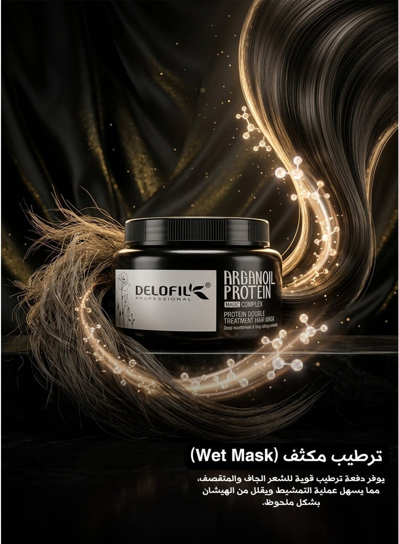DELOFIL Argan protein hair mask – a moisturizing and nourishing hair cream bath for dry and damaged hair – suitable for all hair types - Image 5