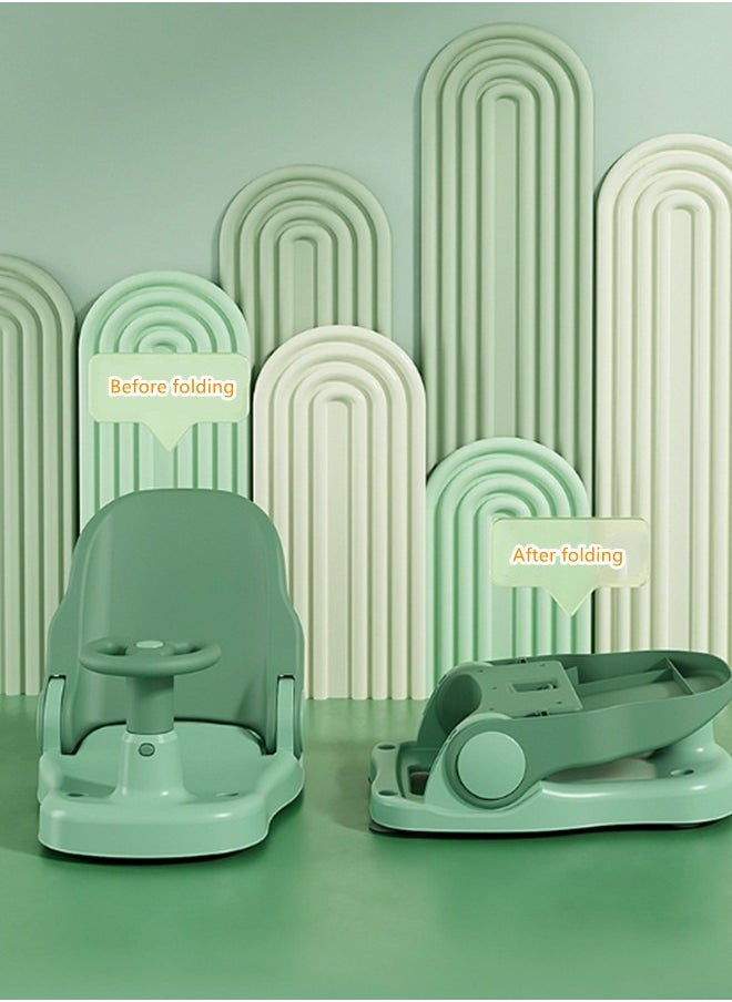 Beauenty - Baby Bath Seat,Baby Bathtub Seat for Sit-up,Baby Shower Chair Infant Toddler Bath Seat for Baby 6-36 Months with 4 Secure Suction Cups,Adjustable Backrest Support (Green) - Image 1