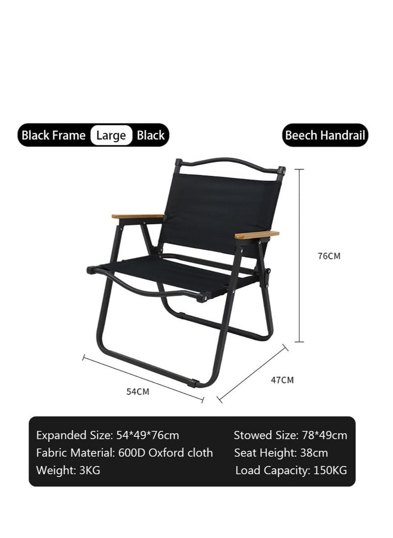 CityRiya-Long - Foldable Camping Chair Portable Beach Chair Leisure Folding Chair for Outdoor Camping, Beach, Picnic, Barbeque, Fishing and Travel (Black, Folding Chair x 2) - Image 1